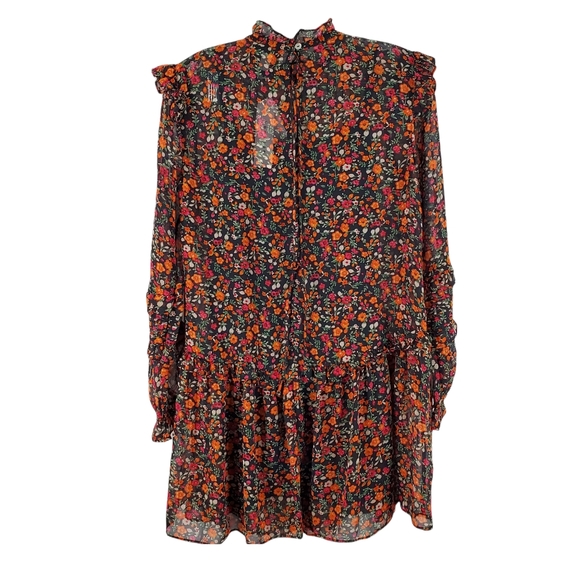 Topshop Mini Dress with Pintuck Detail in Ditsy Floral Long Sleeves Sz 6 NEW - Picture 5 of 9
